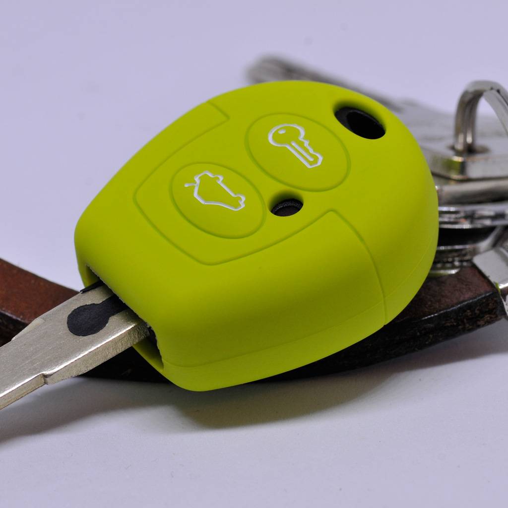 Auto Schlüssel Hülle Silikon Schutz Cover Apfelgrün kompatibel mit VW T4 Golf Fox Vento Sharan SEAT Toledo Cordoba SEAT Skoda Polo Ibiza Fabia Octa