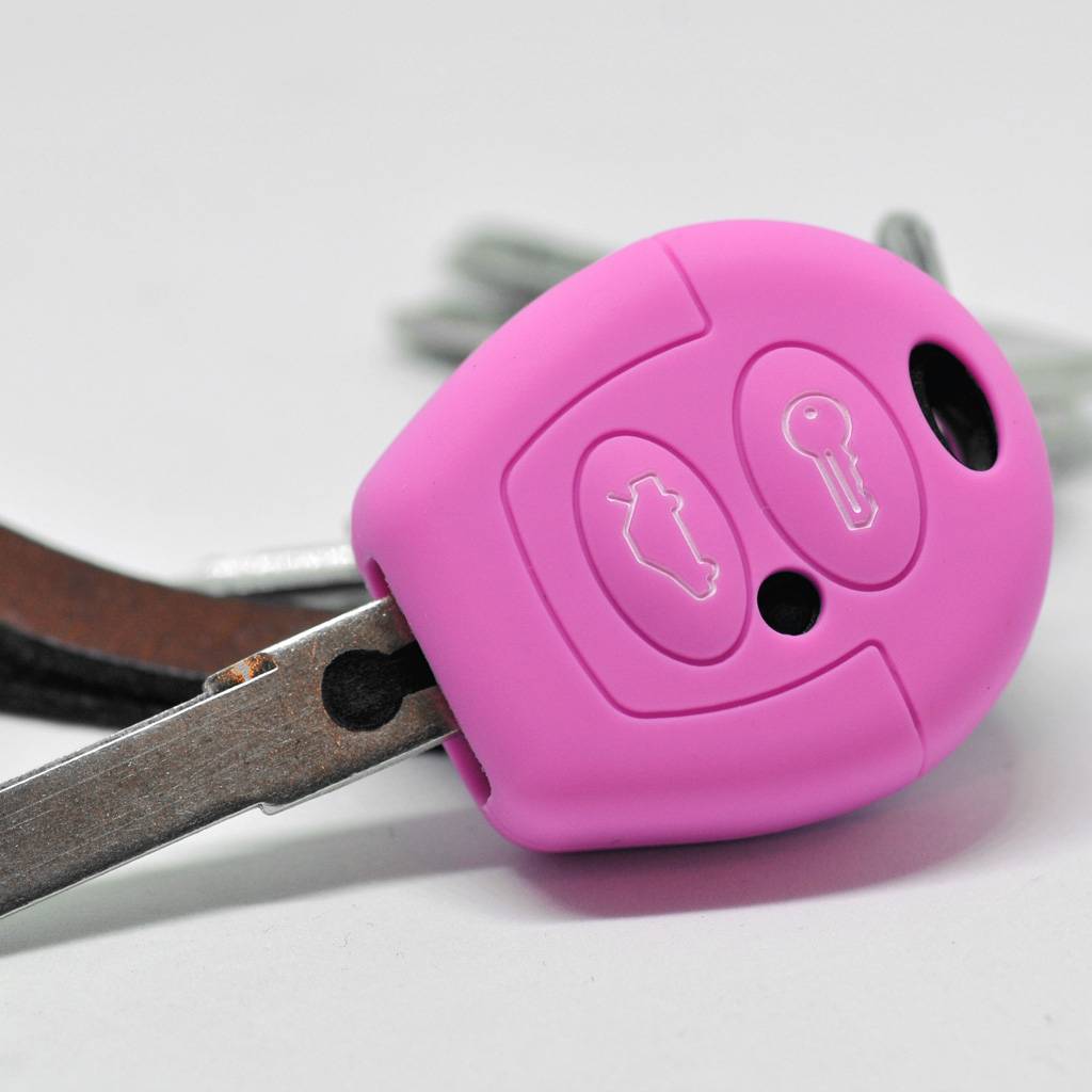 Auto Schlüssel Hülle Silikon Schutz Cover Rosa kompatibel mit VW T4 Golf Fox Vento Sharan SEAT Toledo Cordoba SEAT Skoda Polo Ibiza Fabia Octavia