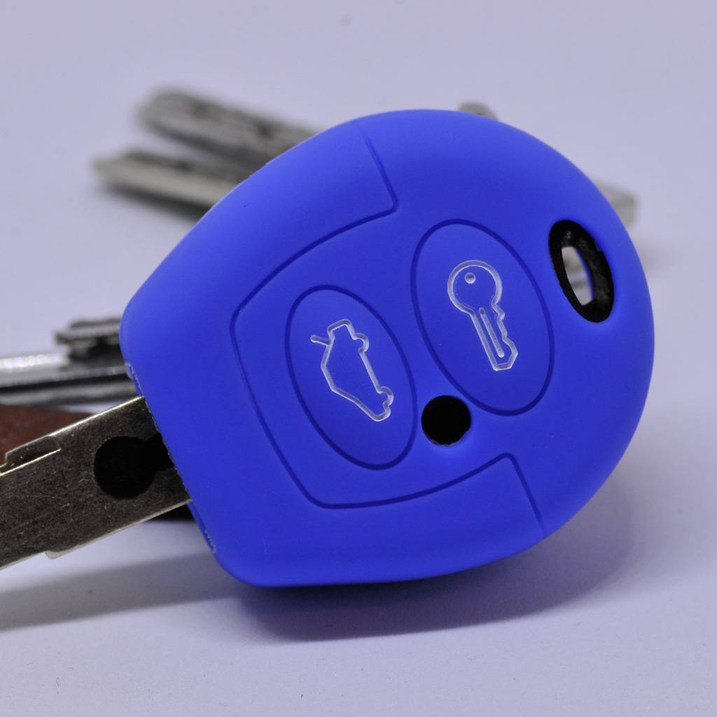Auto Schlüssel Hülle Silikon Schutz Cover Blau kompatibel mit VW T4 Golf Fox Vento Sharan SEAT Toledo Cordoba SEAT Skoda Polo Ibiza Fabia Octavia