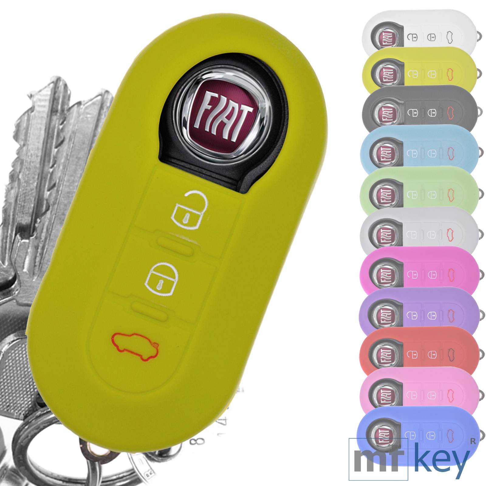 Auto Schlüssel Hülle Silikon Schutz Cover Apfelgrün kompatibel mit FIAT Ducato 500 Punto Peugeot Boxer Citroen Jumper Qubo Doblo Bravo 500C 500L OP