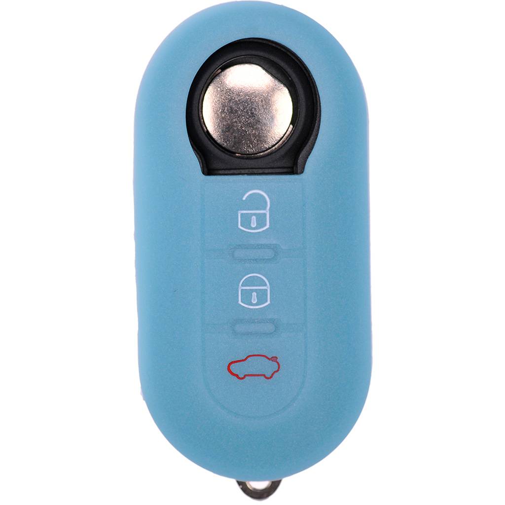 Auto Schlüssel Hülle Silikon Schutz Cover Fluoreszierend Blau kompatibel mit FIAT Ducato 500 Punto Peugeot Boxer Citroen Jumper Qubo Doblo Bravo 500