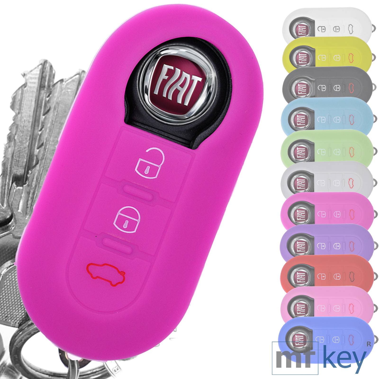 Auto Schlüssel Hülle Silikon Schutz Cover Pink kompatibel mit FIAT Ducato 500 Punto Peugeot Boxer Citroen Jumper Qubo Doblo Bravo 500C 500L OPEL Com