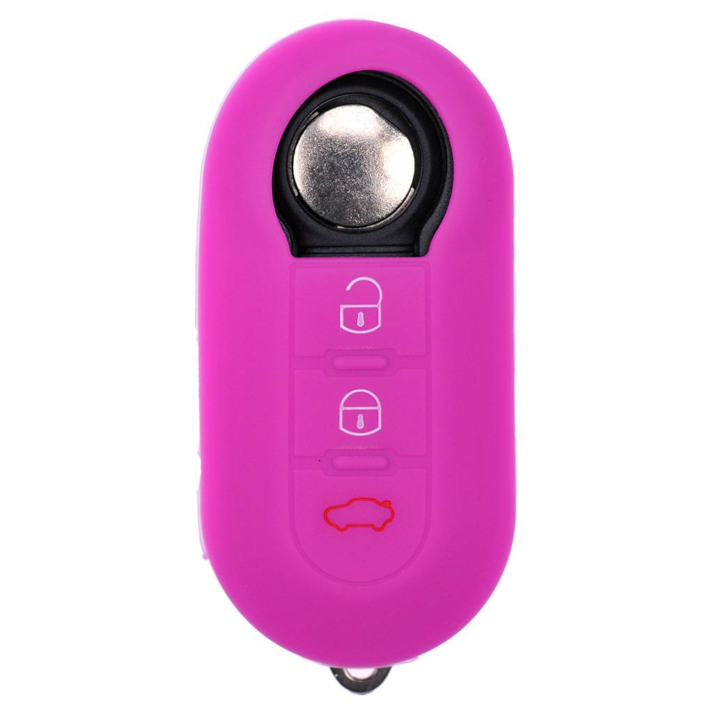 Auto Schlüssel Hülle Silikon Schutz Cover Pink kompatibel mit FIAT Ducato 500 Punto Peugeot Boxer Citroen Jumper Qubo Doblo Bravo 500C 500L OPEL Com
