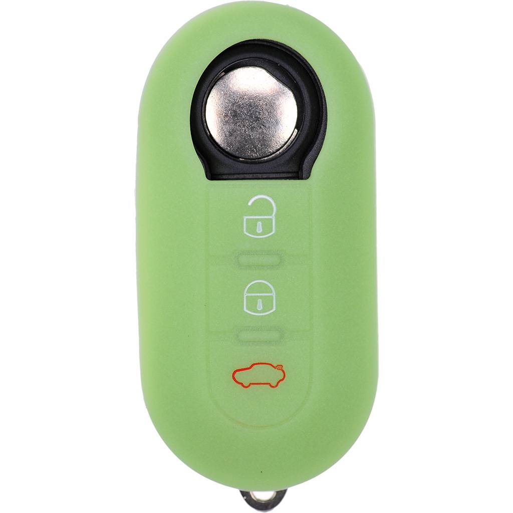 Auto Schlüssel Hülle Silikon Schutz Cover Fluoreszierend Grün kompatibel mit FIAT Ducato 500 Punto Peugeot Boxer Citroen Jumper Qubo Doblo Bravo 50