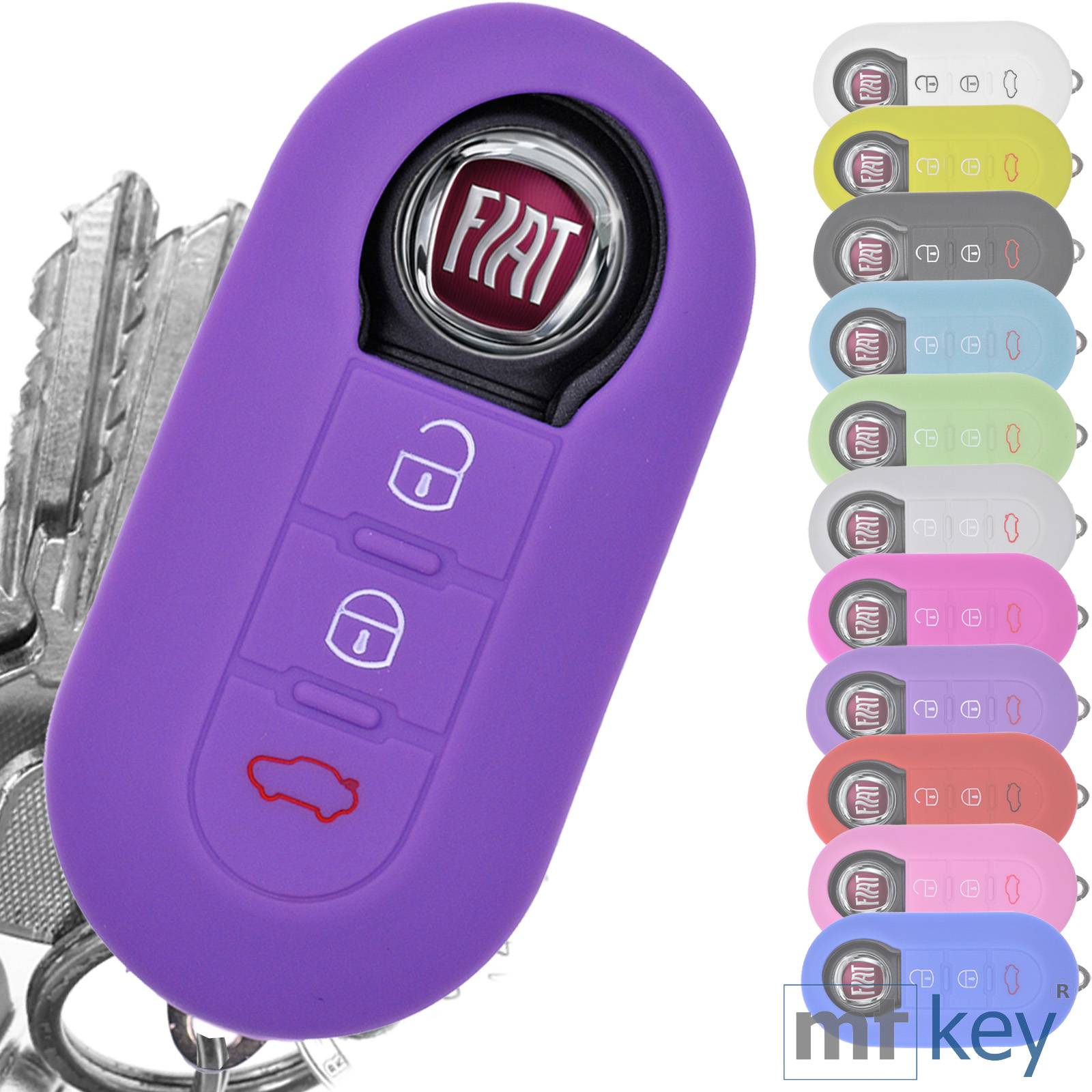 Auto Schlüssel Hülle Schlüsselhülle Silikon Schutz Cover Lila kompatibel mit FIAT Ducato 500 Punto Peugeot Boxer Citroen Jumper Qubo Doblo Bravo