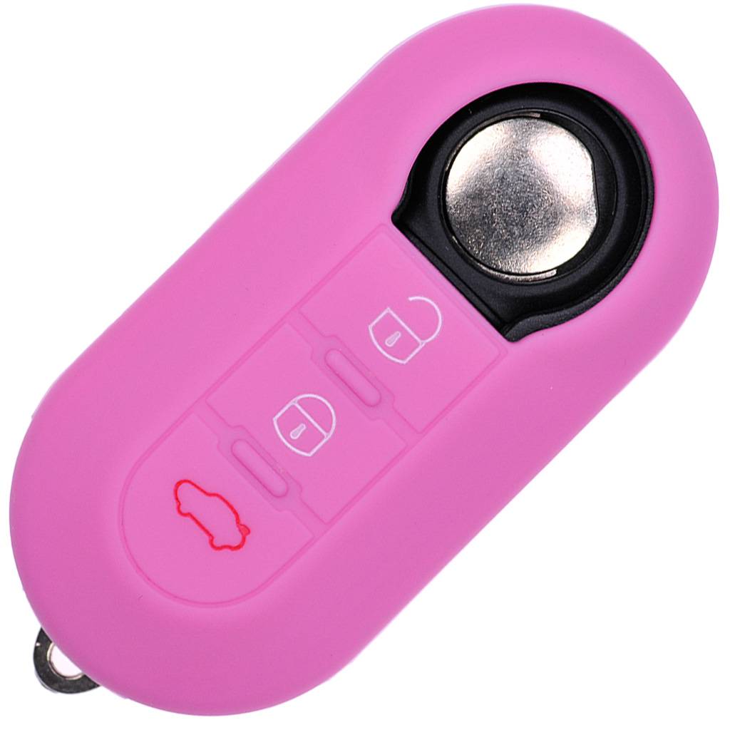 Auto Schlüssel Hülle Silikon Schutz Cover Rosa kompatibel mit FIAT Ducato 500 Punto Peugeot Boxer Citroen Jumper Qubo Doblo Bravo 500C 500L OPEL Com