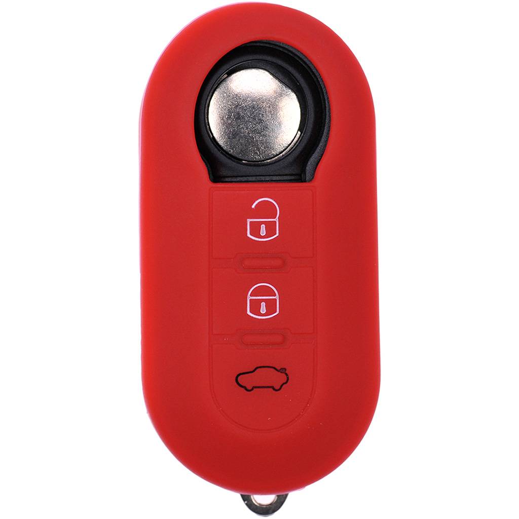 Auto Schlüssel Hülle Silikon Schutz Cover Rot kompatibel mit FIAT Ducato 500 Punto Peugeot Boxer Citroen Jumper Qubo Doblo Bravo 500C 500L OPEL Comb