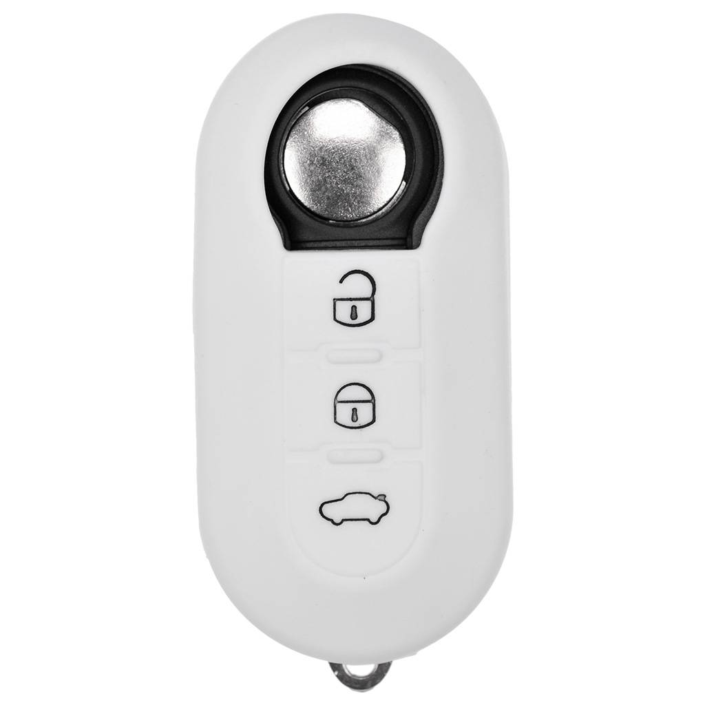Auto Schlüssel Hülle Silikon Schutz Cover Weiß kompatibel mit FIAT Ducato 500 Punto Peugeot Boxer Citroen Jumper Qubo Doblo Bravo 500C 500L OPEL Co