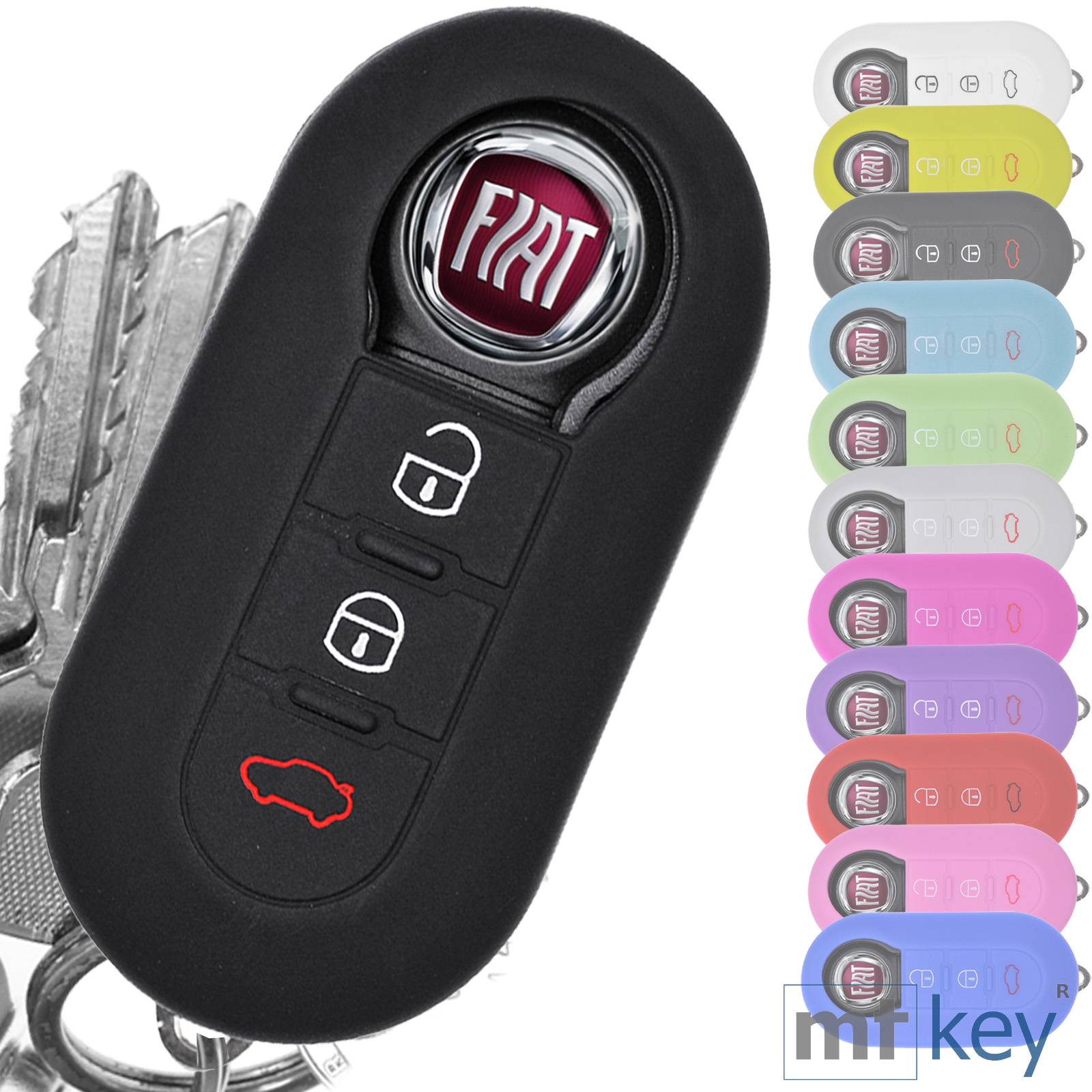Auto Schlüssel Hülle Silikon Schutz Cover Schwarz kompatibel mit FIAT Ducato 500 Punto Peugeot Boxer Citroen Jumper Qubo Doblo Bravo 500C 500L OPEL
