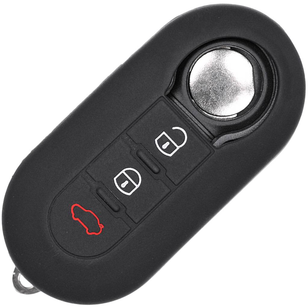 Auto Schlüssel Hülle Silikon Schutz Cover Schwarz kompatibel mit FIAT Ducato 500 Punto Peugeot Boxer Citroen Jumper Qubo Doblo Bravo 500C 500L OPEL