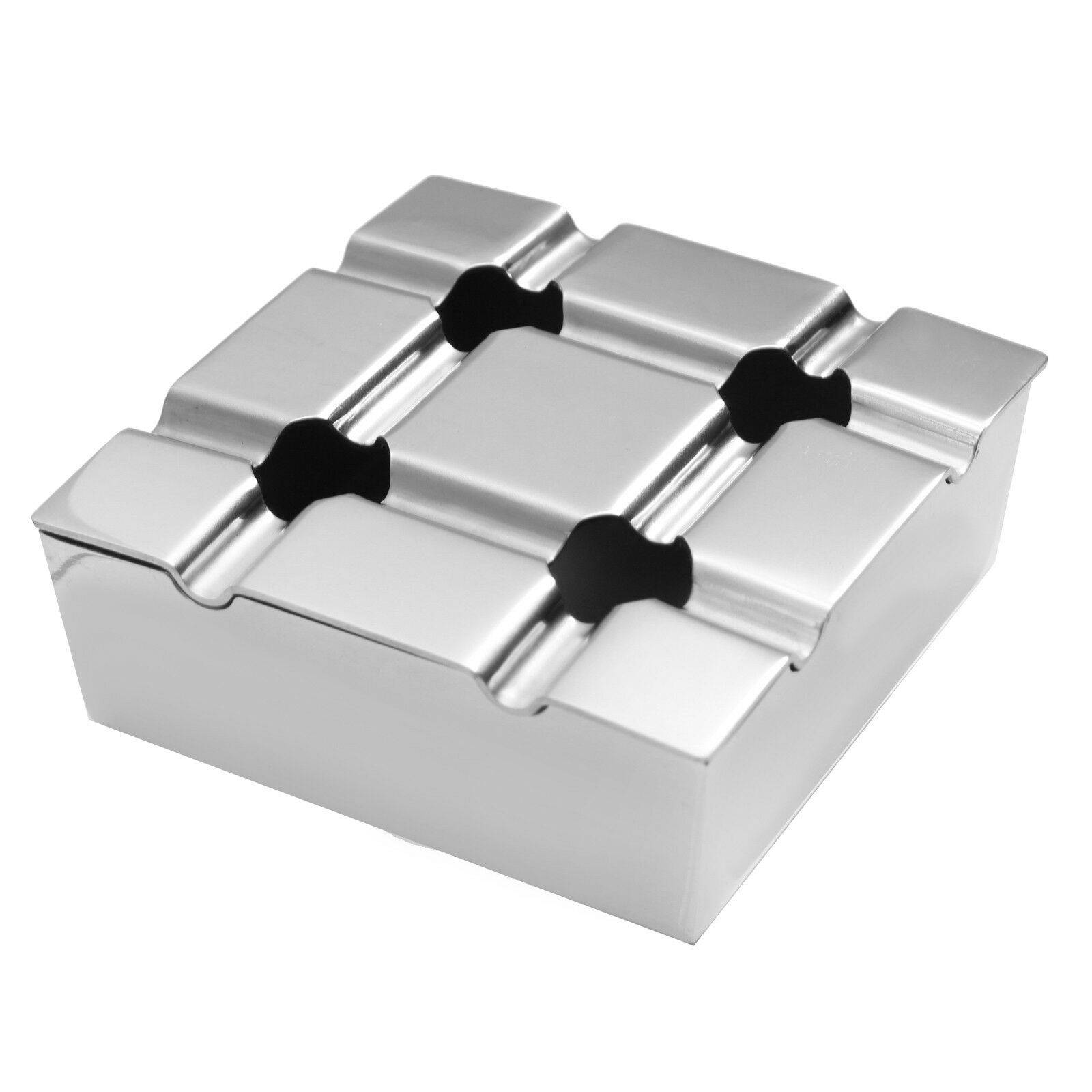 Exklusiver Edelstahl Sturmaschenbecher Sturm Aschenbecher Tisch Wind Ascher 92x92x38mm