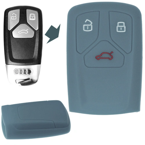 Auto Schlüssel Hülle Silikon Schutz Cover Dunkelgrau kompatibel mit Audi A4 S4 Q7 Q5 TT RS A5 S5 3 Tasten KEYLESS SMARTKEY Auto Schlüssel Hülle Silikon Schutz Cover Dunkelgrau kompatibel mit Audi A4 S4 Q7 Q5 TT RS A5 S5 3 Tasten KEYLESS SMARTKEY