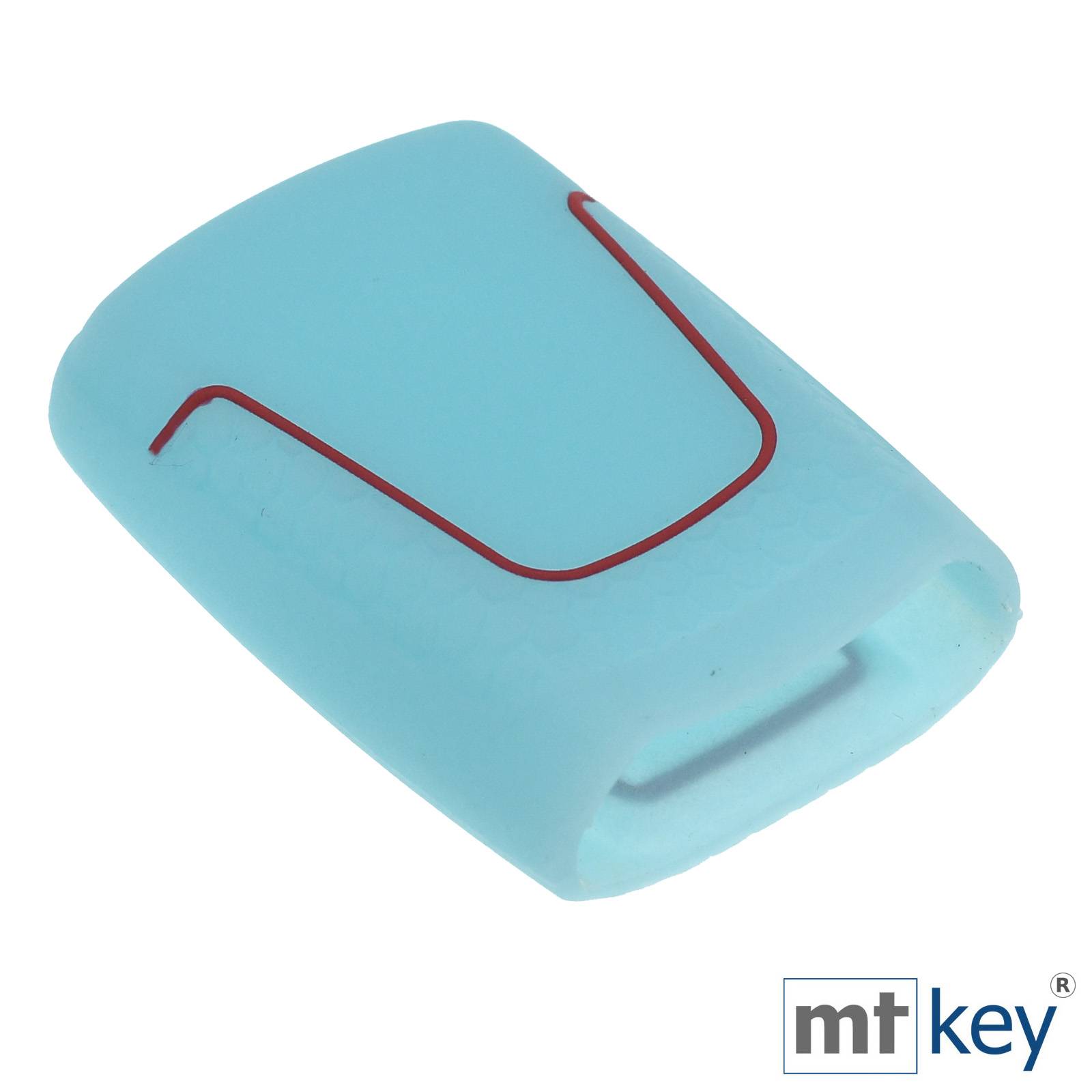 Auto Schlüssel Silikon Schutz Hülle + Schlüsselband im Wabe Design Fluoreszierend Blau Kompatibel mit Audi A4 A5 A6 A7 TT Q2 Q5 Q7 A8 Q8 3 Tasten