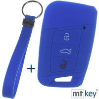 Auto Schlüssel Silikon Schutz Hülle + Schlüsselband Blau Kompatibel mit VW Passat B8 Arteon Skoda Kodiaq 3 Tasten KEYLESS SMARTKEY Auto Schlüssel Silikon Schutz Hülle + Schlüsselband Blau Kompatibel mit VW Passat B8 Arteon Skoda Kodiaq 3 Tasten KEYLESS SMARTKEY