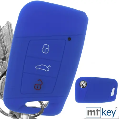 Auto Schlüssel Silikon Schutz Hülle + Schlüsselband Blau Kompatibel mit VW Passat B8 Arteon Skoda Kodiaq 3 Tasten KEYLESS SMARTKEY Auto Schlüssel Silikon Schutz Hülle + Schlüsselband Blau Kompatibel mit VW Passat B8 Arteon Skoda Kodiaq 3 Tasten KEYLESS SMARTKEY