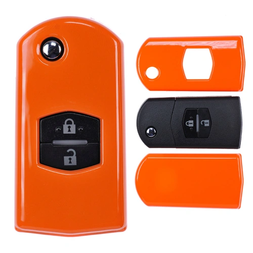 Auto Schlüssel Kunststoff Hülle ABS Plastik Schutz Cover Orange kompatibel mit Mazda Klappschlüssel Auto Schlüssel Kunststoff Hülle ABS Plastik Schutz Cover Orange kompatibel mit Mazda Klappschlüssel