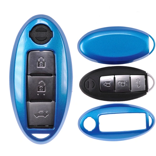 Auto Schlüssel Kunststoff Hülle ABS Plastik Schutz Cover Blau kompatibel mit Nissan Qashqai Juke Micra Pulsar X-Trail Evalia Navra KEYLESS SMARTKEY Auto Schlüssel Kunststoff Hülle ABS Plastik Schutz Cover Blau kompatibel mit Nissan Qashqai Juke Micra Pulsar X-Trail Evalia Navra KEYLESS SMARTKEY