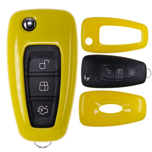 Auto Schlüssel Kunststoff Hülle ABS Plastik Schutz Cover Gelb kompatibel mit Ford Mondeo S-Max Focus Fiesta Transit Klappschlüssel Auto Schlüssel Kunststoff Hülle ABS Plastik Schutz Cover Gelb kompatibel mit Ford Mondeo S-Max Focus Fiesta Transit Klappschlüssel
