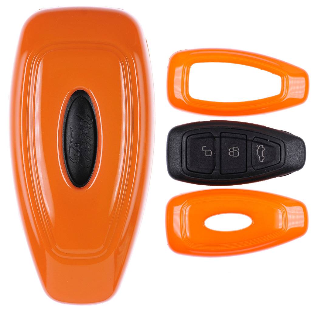 Auto Schlüssel Kunststoff Hülle ABS Plastik Schutz Cover Orange kompatibel mit Focus Mondeo C-Max Fiesta Kuga KEYLESS SMARTKEY