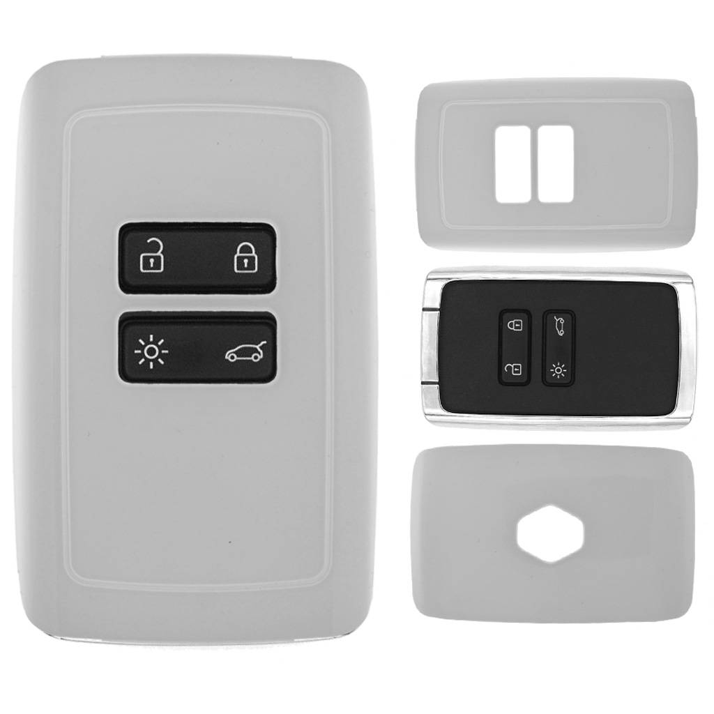Auto Schlüssel Kunststoff Hülle ABS Plastik Schutz Cover Weiß kompatibel mit Renault Megane Kadjar Clio Captur KEYLESS SMARTKEY CARD