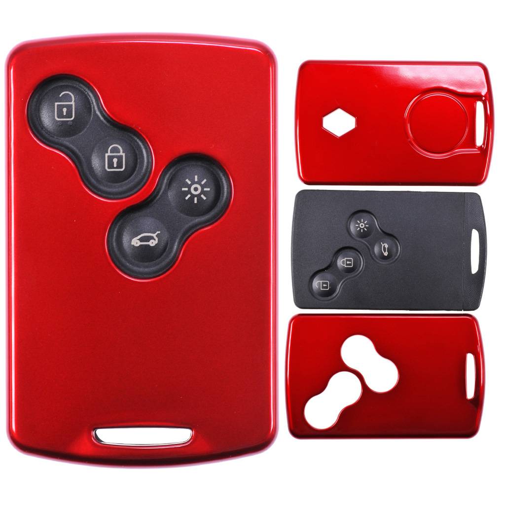 Auto Schlüssel Kunststoff Hülle ABS Plastik Schutz Cover Rot kompatibel mit Renault Koleos Captur Grand Scenic Megane Laguna Zoe KEYLESS SMARTKEY CA