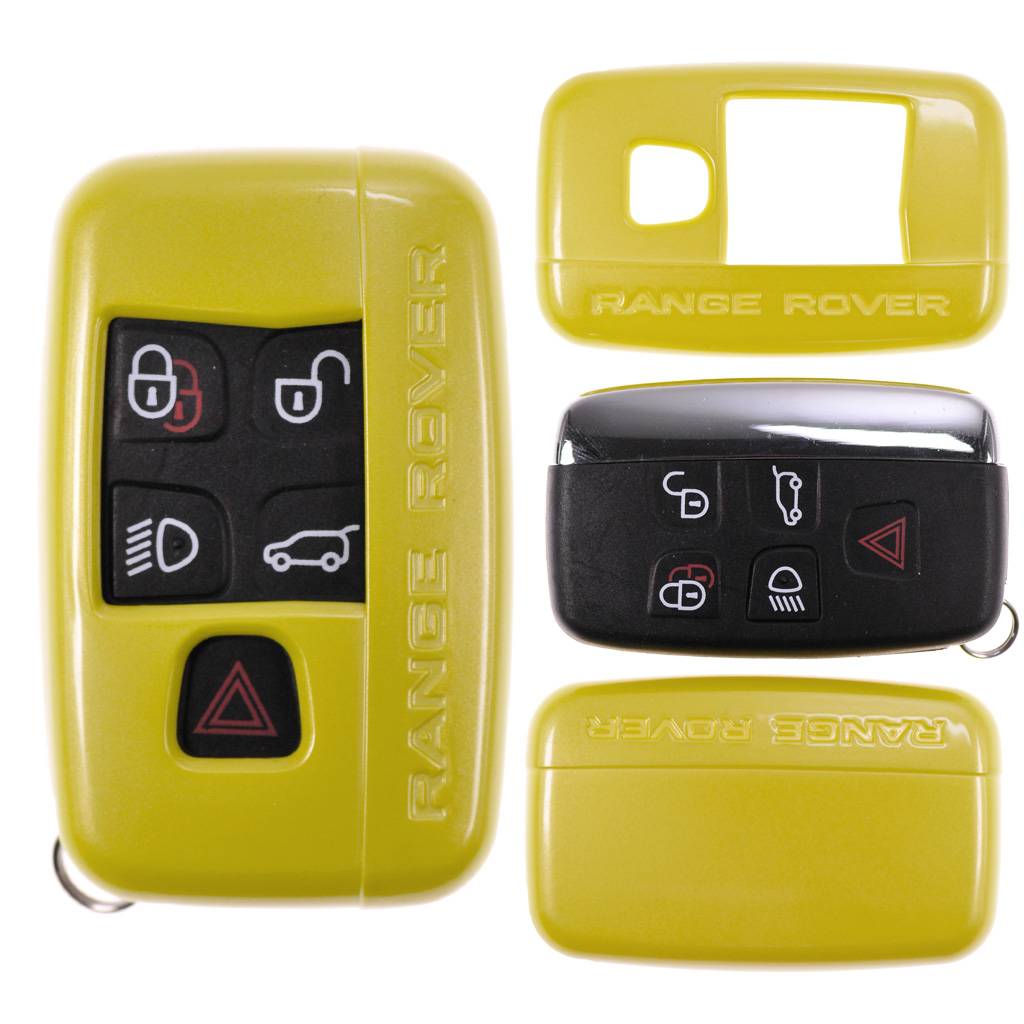 Auto Schlüssel Kunststoff Hülle ABS Plastik Schutz Cover Gelb kompatibel mit Land Rover Range Rover Evoque KEYLESS SMARTKEY