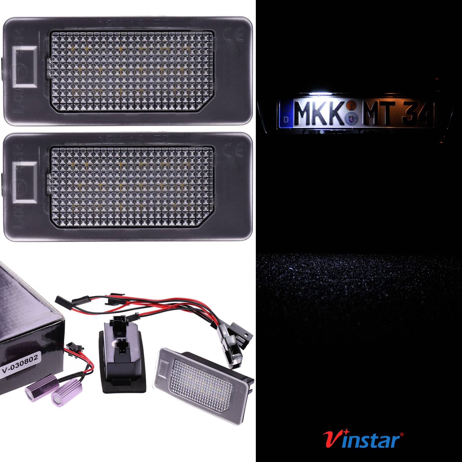 Vinstar LED Kennzeichenbeleuchtung kompatibel mit SKODA Fabia II III Octavia III Rapid NH3
