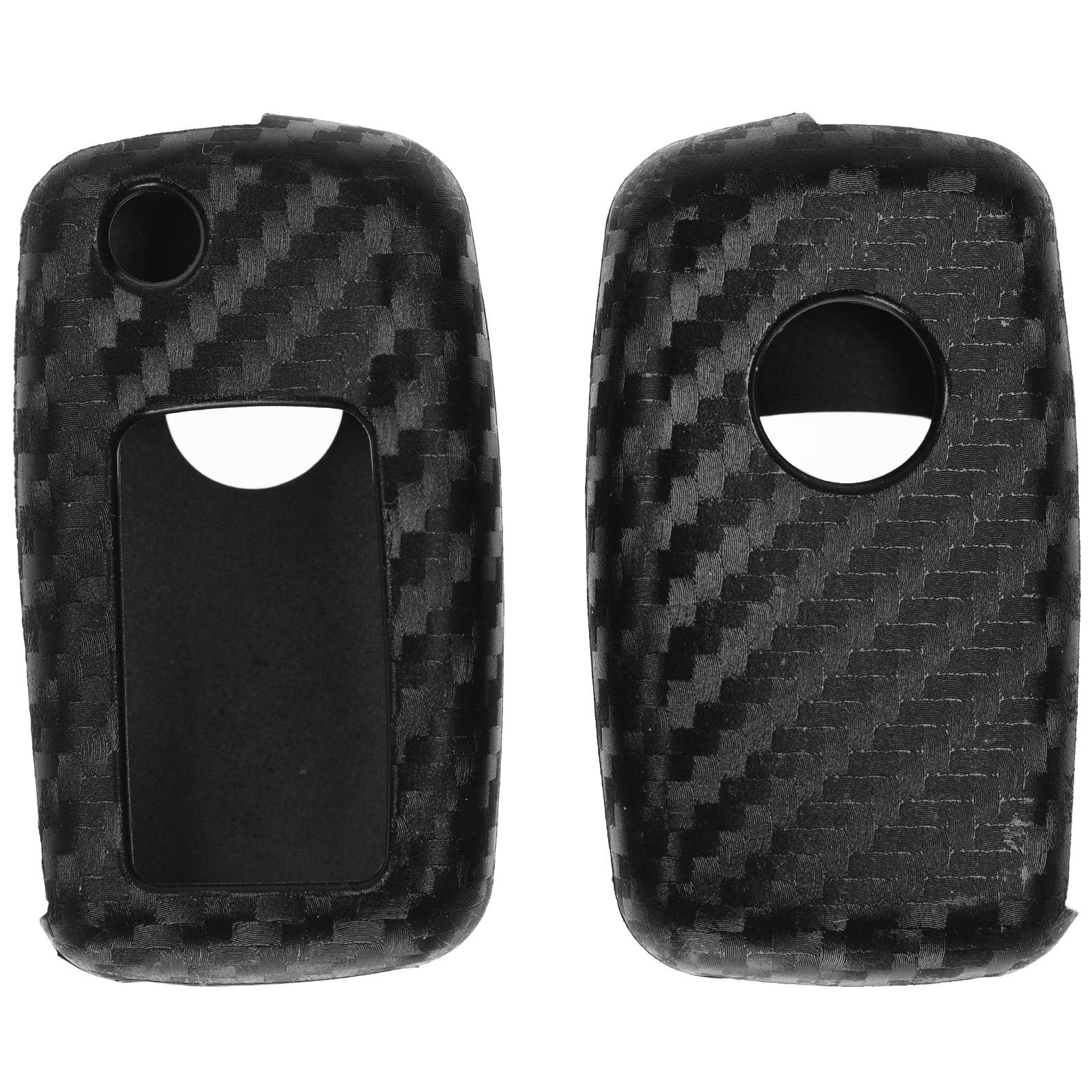 Auto Schlüssel Silikon Schutz Hülle im Carbon Look kompatibel mit VW Golf Sharan T5 T6 Caddy Tiguan Amarok Klappschlüssel