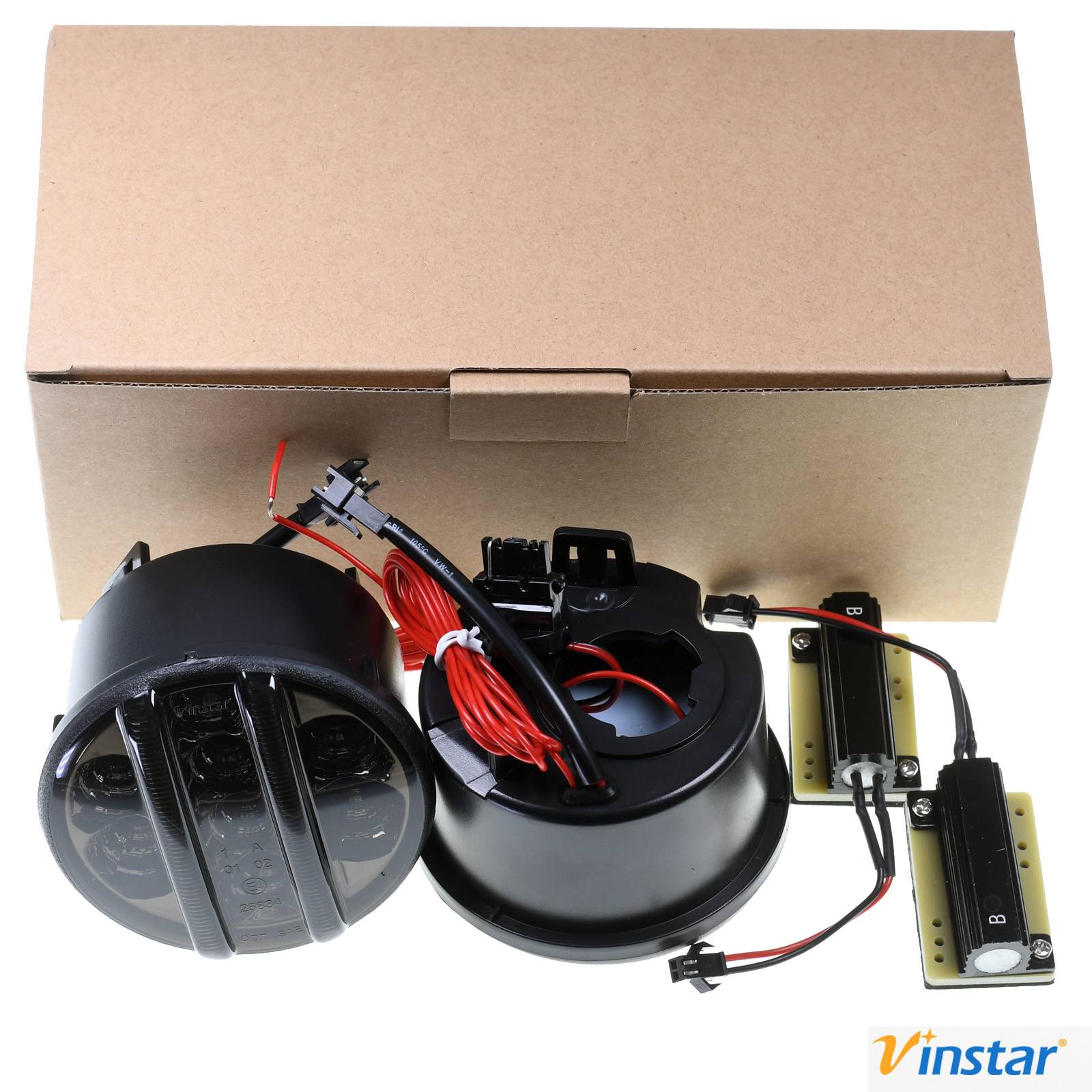 2x Vinstar Smoke getönte LED Front Blinker Standlicht kompatibel mit Wrangler JK 2007-2015