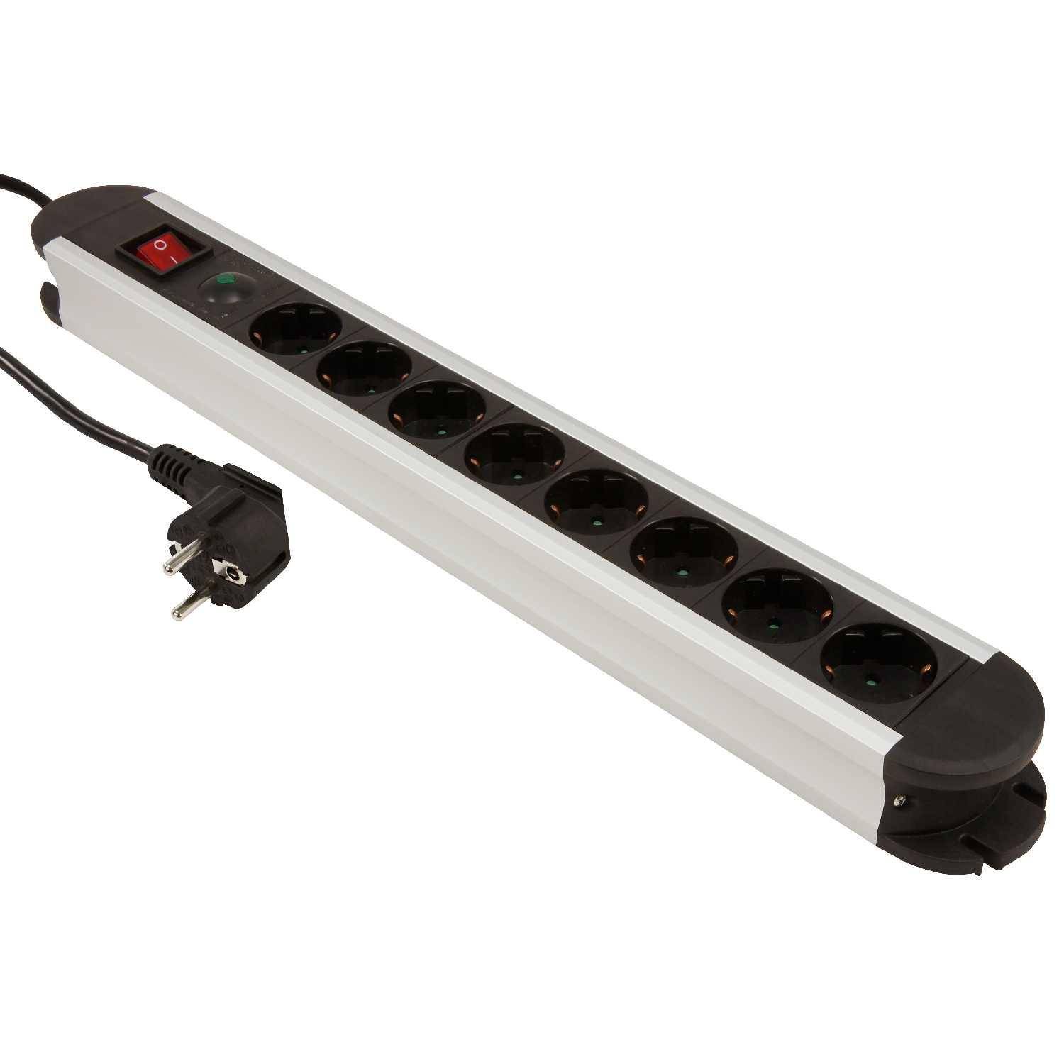 McPower SL-08 Steckdosenleiste, 8-fach, Überspannungsschutz, 1,4m Zuleitung