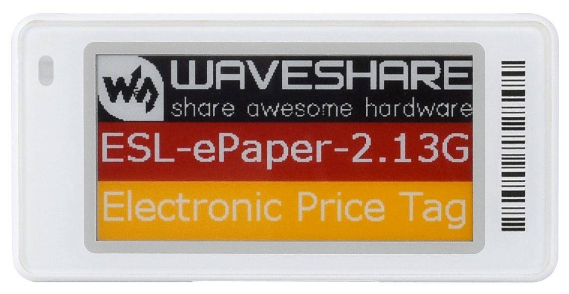 Waveshare ESL-ePaper-2.13G, 2,13" E-Paper Display, 250x122, BLE 5.1, 4 Farben,130 DPI, 1200 mAh