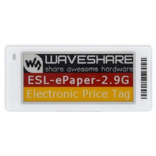 Waveshare ESL-ePaper-2.13G, 2,9" E-Paper Display, 296x128, BLE 5.0, 4 Farben,112 DPI, 1200 mAh Waveshare ESL-ePaper-2.13G, 2,9" E-Paper Display, 296x128, BLE 5.0, 4 Farben,112 DPI, 1200 mAh