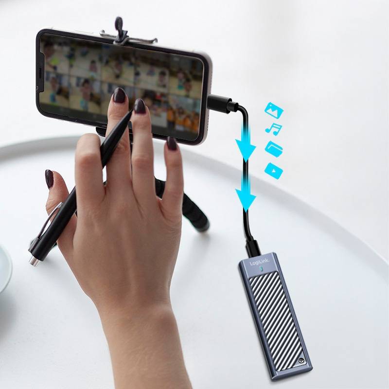 LOGILINK Festplattengehäuse UA0435 M.2 NVMe USB 3.2 2x2, bis zu 10TB, bis zu 20Gbit/s