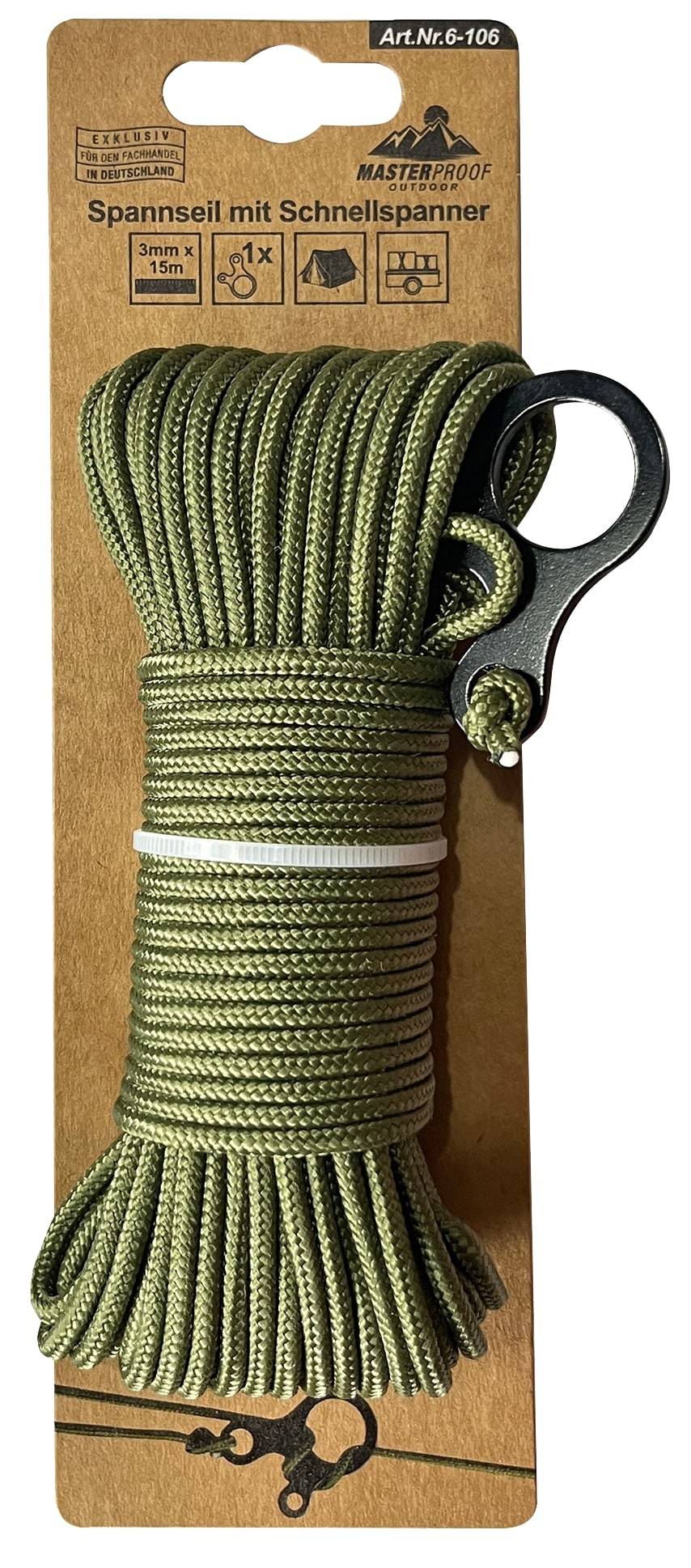 MASTERPROOF Spannseil mit Schnellspanner, 15 m