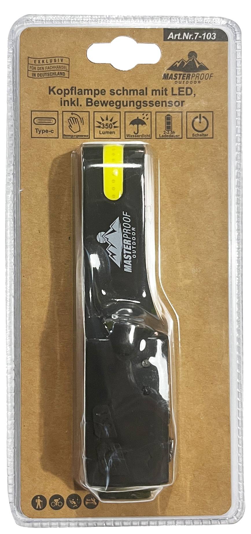 MASTERPROOF LED-Stirnlampe, inkl. Bewegungssensor