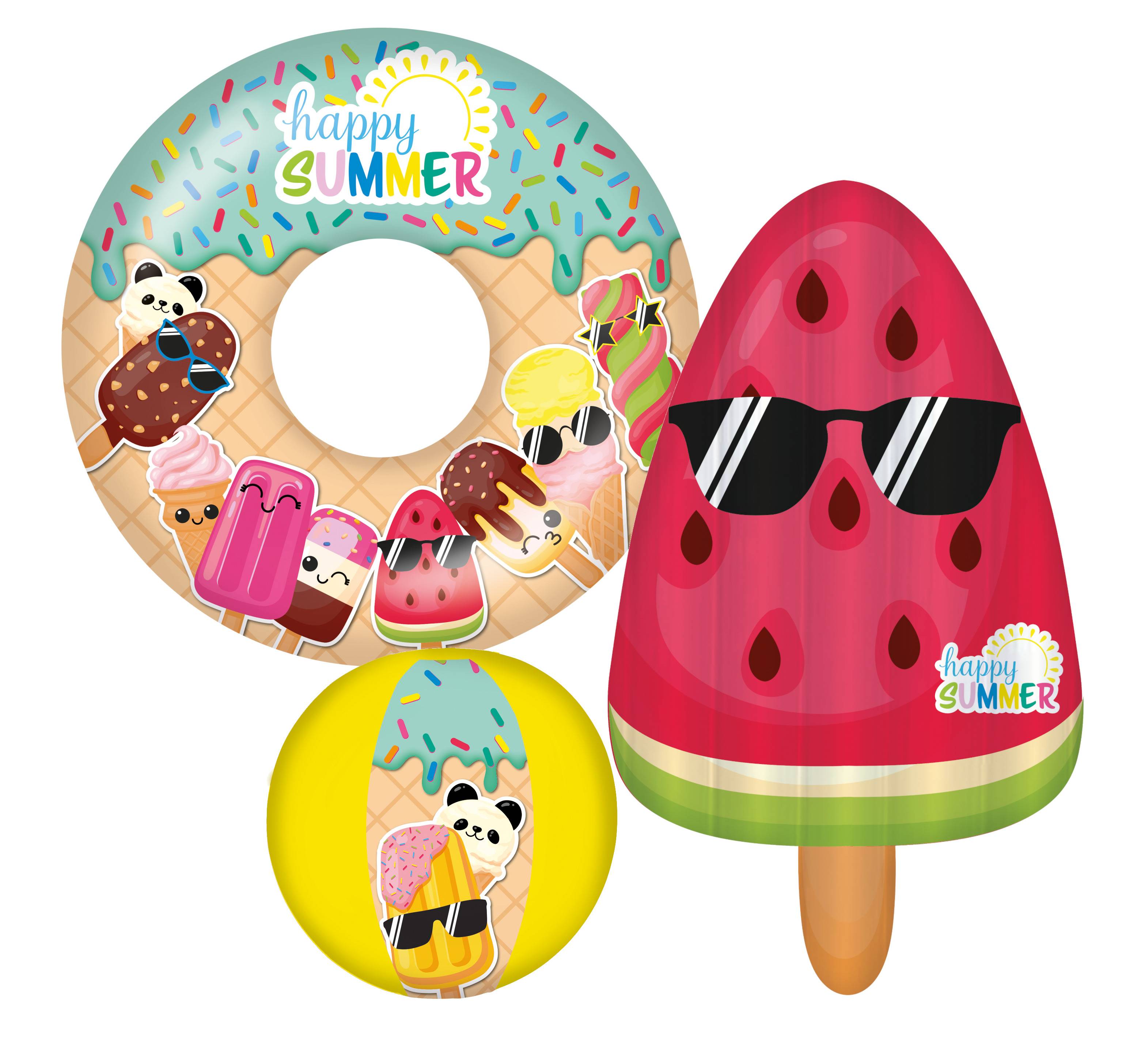Happy People - Happy Summer 3er Strandset Wasserball, Schwimmring & Luftmatratze baden planschen