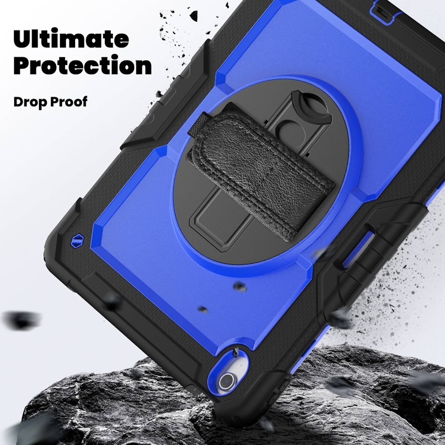 Für Apple iPad Air 13 2025 / 2024 Hybrid 360 Grad Schutz Hülle Schultergurt Blau