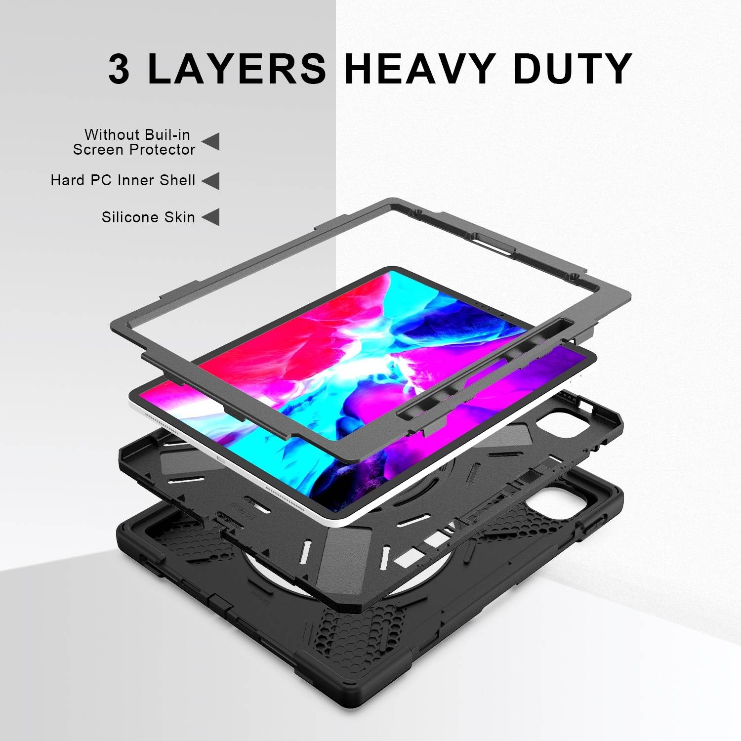 Für Apple iPad Air 13 2025 / 2024 / Pro 12.9 2022 Hybrid 360 Grad Hülle Schwarz