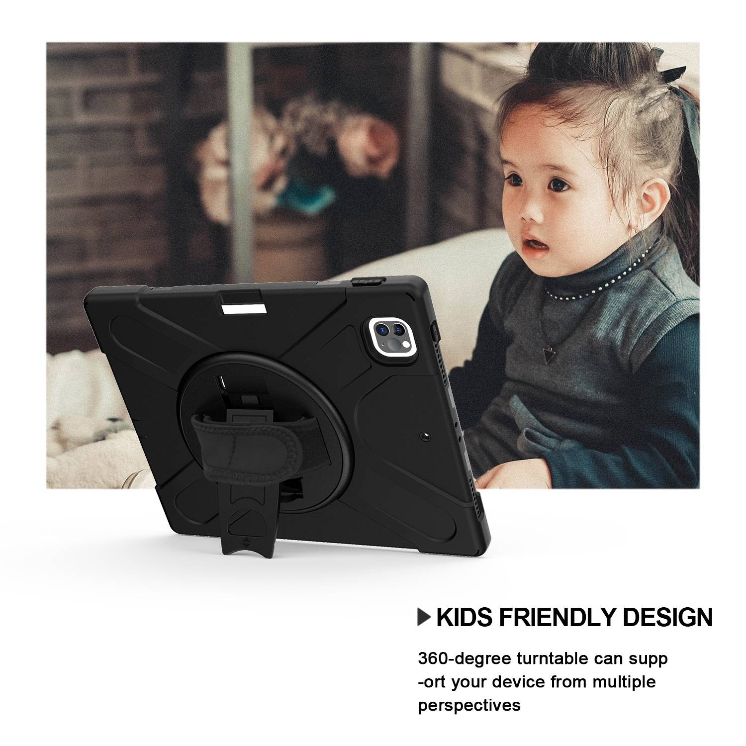 Für Apple iPad Air 13 2025 / 2024 / Pro 12.9 2022 Hybrid 360 Grad Hülle Schwarz