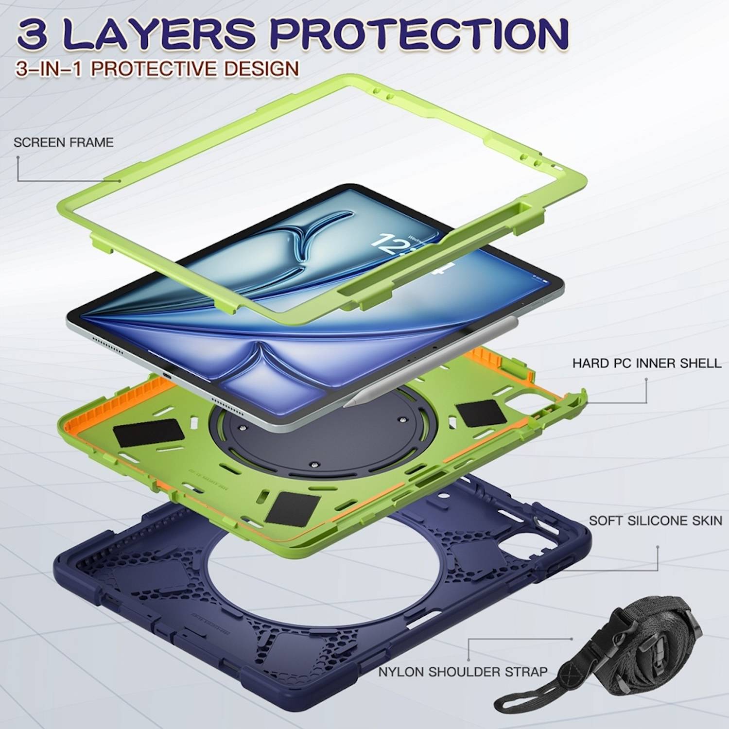 Tablethülle Kunststoff für Apple iPad Air 13 2026 / 2025 Hybrid Tasche Halterung