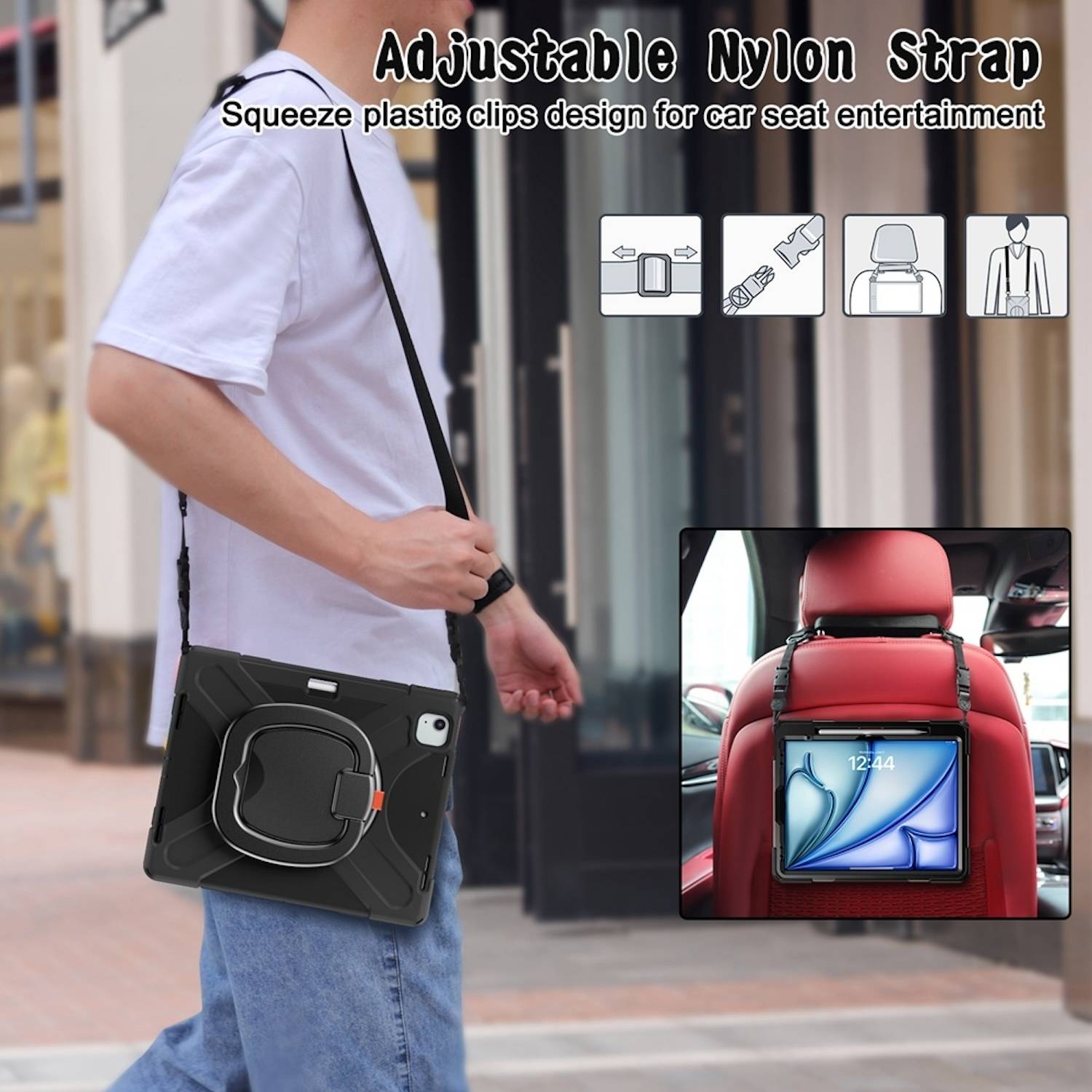 Für Apple iPad Air 13 2025 / 2024 / Pro 12.9 2022 360 Hybrid Tasche Halterung