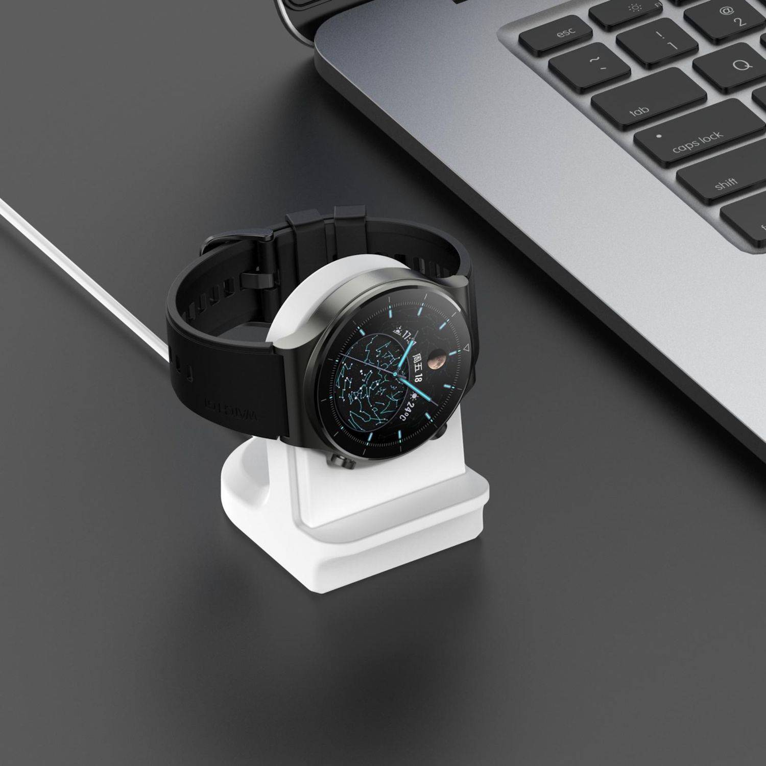 Für Huawei Watch D2 Silikon Smart Watch Ladestation Charging Halterung Weiß