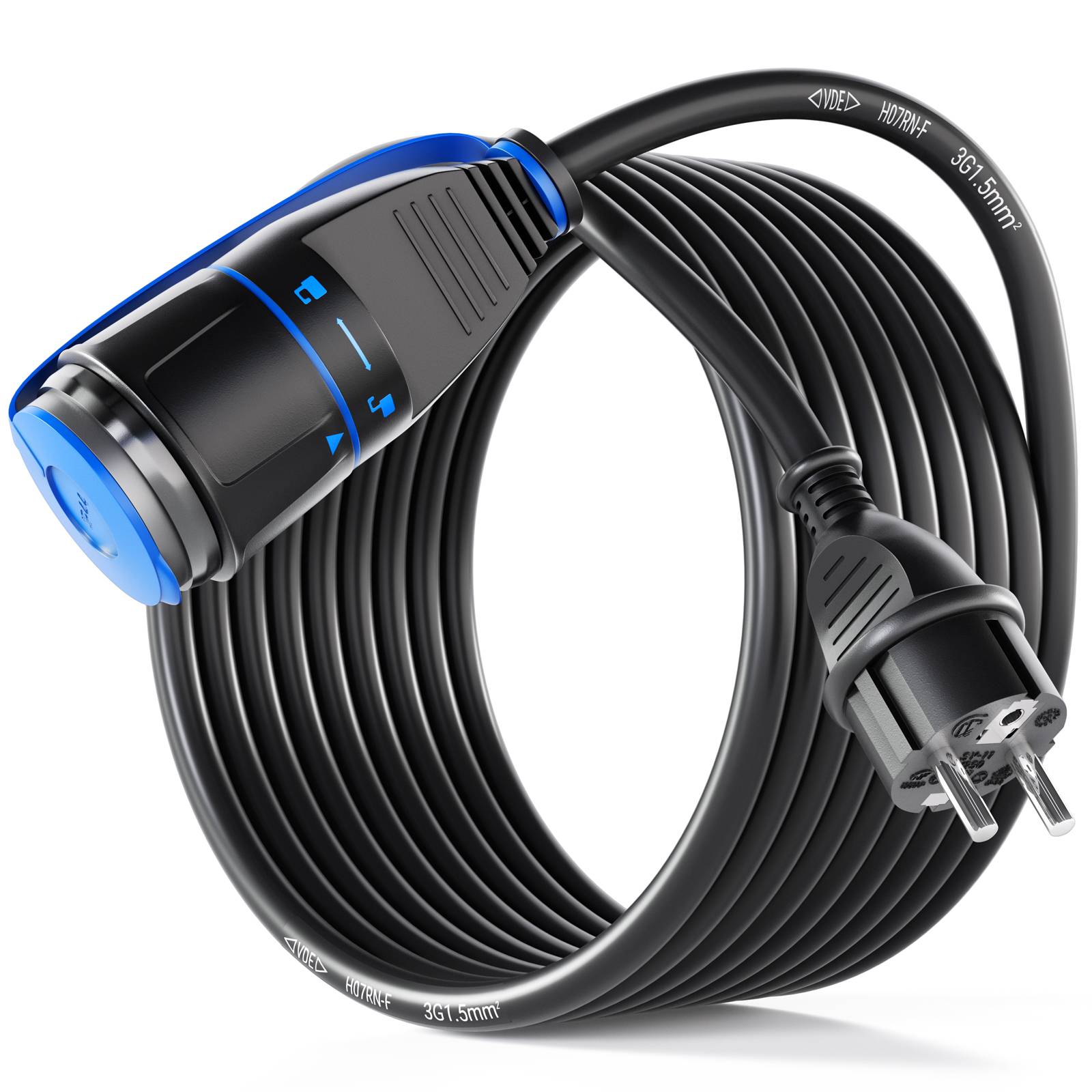 hb-digital 10m Strom Verlängerungskabel Außenbereich H07RN-F Outdoor IP44
