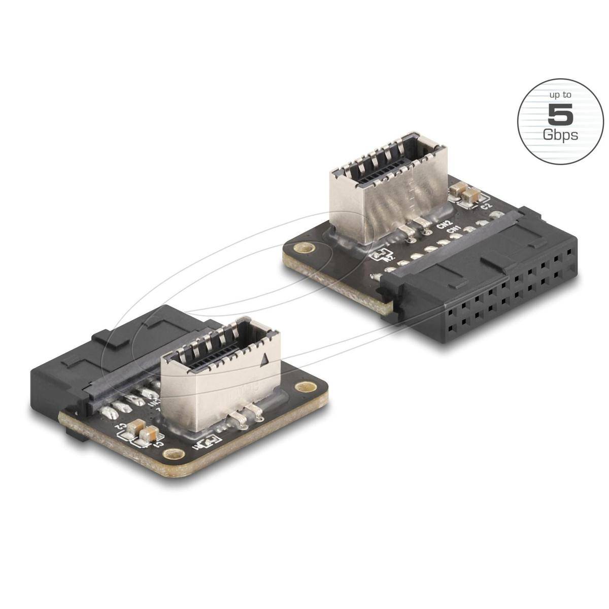 Delock USB 5 Gbps Adapter Pfostenbuchse zu intern Typ-E Key A Buchse gewinkelt