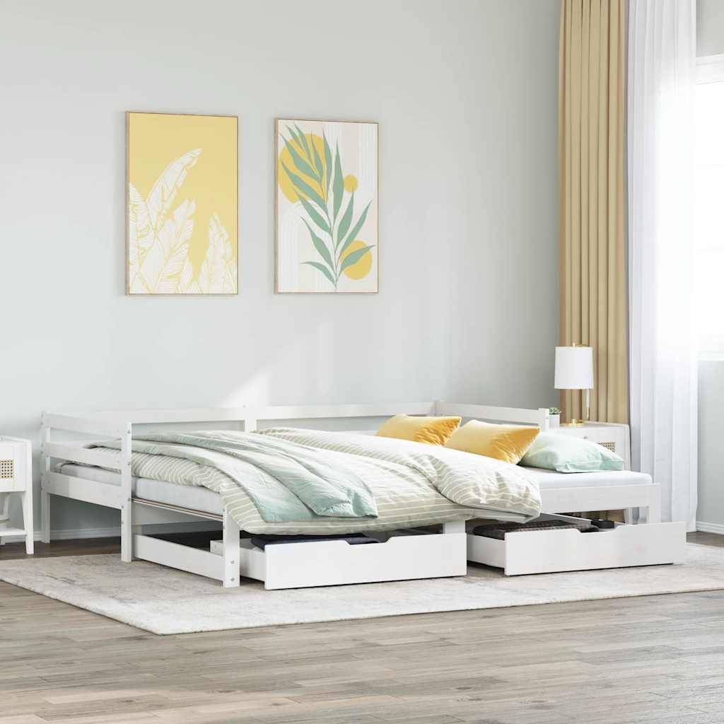 vidaXL Tagesbett mit Schubladen Weiß 90x200 cm Kiefernholz