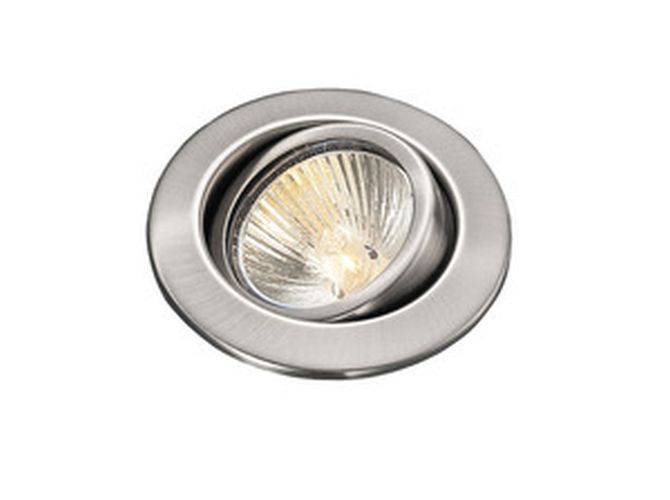 Eine runde, eingelassene Deckenleuchte mit metallfarbenem Finish und klarer Glaslinse, konzipiert für fokussierte Beleuchtung in Innenräumen.