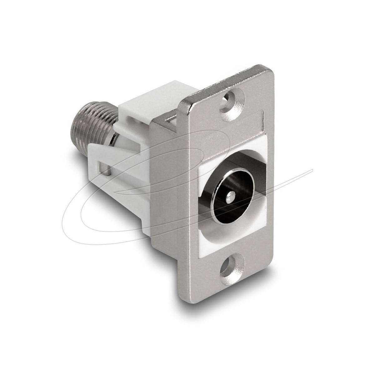 Delock Panel Mount IEC Stecker zu F Buchse silber weiß
