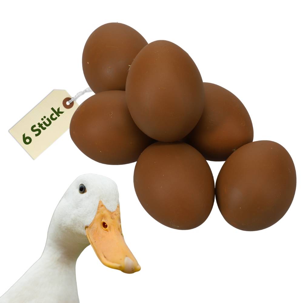 6x Legeeier Kunsteier Nesteier für Hühner Gipseier Bruteier Fasanen Gänse Enten Künstliche Eier Enteneier Braun