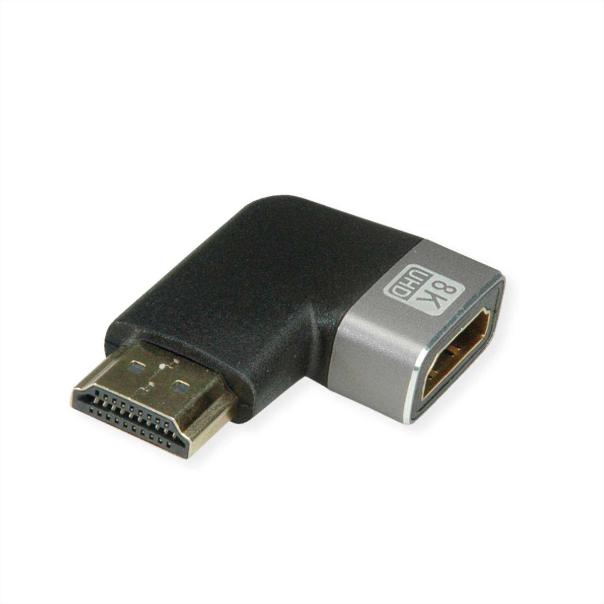 ROLINE 8K HDMI Adapter, ST/BU, 90° gewinkelt Terminatoren, Konverter DisplayPort-HDMI Adapter