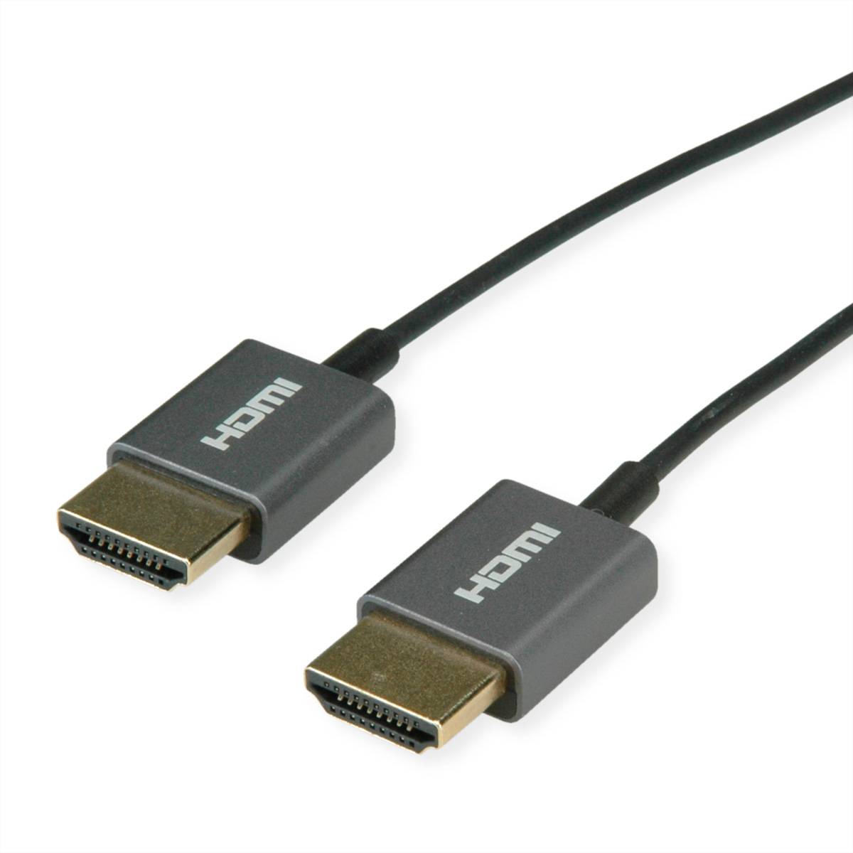 ROLINE 4K HDMI Ultra HD Kabel mit Ethernet, ST/ST, ultra-slim, koaxial, schwarz, 2 m HD mit Ethernet